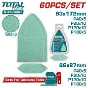 Набор шлифлистов 93х172мм, 86х27мм TOTAL TAC938660 (60 шт)