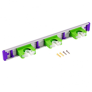 Алюминиевый настенный держатель для садово-огородного инструмента, 3 ячейки, 3 крюка Palisad 68303