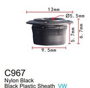 Клипса для крепления внутренней обшивки а/м Фольксваген пластиковая, 100 шт Forsage C0967(VW)