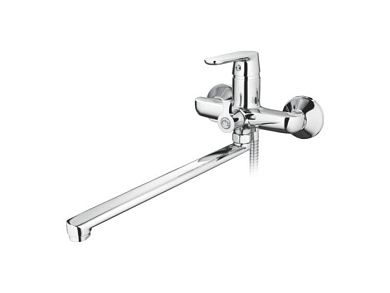 Смеситель для ванны с длинным поворотным изливом 300 мм, латунь, хромированный L2277 Ledeme