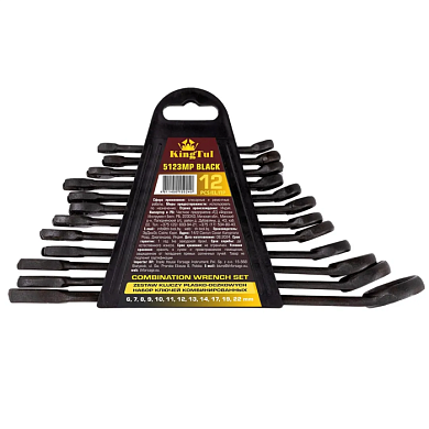 Набор ключей комбинированных 12 пр. 6-22 мм KINGTUL KT-5123MP Black