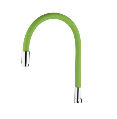 Излив гибкий для кухонного смесителя, нержавеющая сталь + силикон, хром + зеленый Ledeme L7503-5