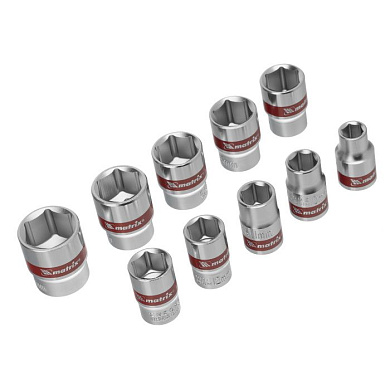 Набор торцевых головок 3/8'' 6-гр. 10 пр. 8-19 мм Matrix 13558