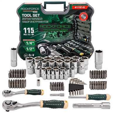 Набор инструментов 115 пр 1/4''&1/2'' 6-гр RockForce RF LIGHT-41151-5