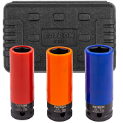 Набор ударных тонкостенных головок 17, 19, 21 мм 1/2'' 3 пр PATRON P-4032C