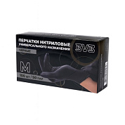 Перчатки нитриловые неопудренные одноразовые BVB, р-р M, 100 шт./уп., черный