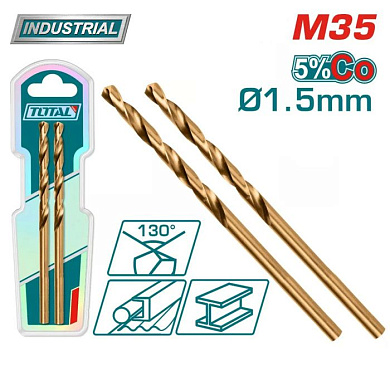 Сверло по металлу M35 HSS 1,5 мм TOTAL TAC11201501 (2 шт)