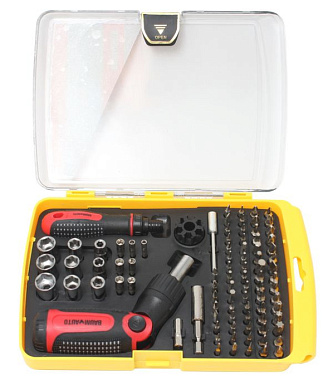 Набор отверток реверсивных поворотных для ювелирных работ с комплектом бит и головок 90 пр. BaumAuto BM-30314290