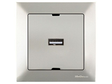 Розетка 1-ая USB, скрытая, титан, DARIA, Mutlusan 21204480183
