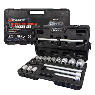 Набор торцевых головок 17-50 мм 16 пр 3/4'' 12-гр Forsage F-6161-9