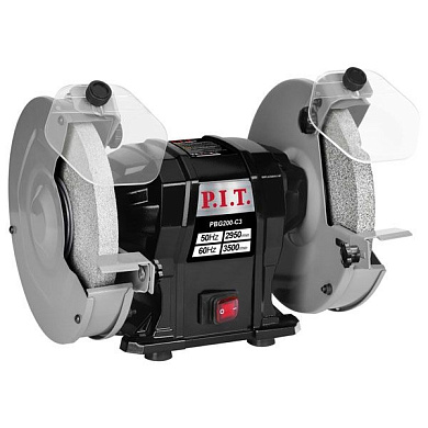 Станок точильный электрич. PBG200-C3 (500Вт, 2950об/мин, Ø200х12,7х20/200х16х20мм, пылезащ.) PIT PBG200-C3
