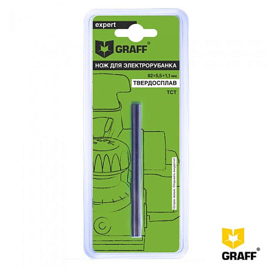 Нож для электрорубанка 82х5,5х1,1 мм TCT серии «Expert», GRAFF 13328255