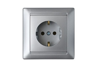 Розетка 1-ая (скрытая, с/з) серебро, Стиль, Bylectrica РС16-306сер