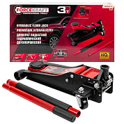 Домкрат подкатной 3 т, 85-430 мм, гидравлический низкопрофильный двухпоршневой с резиновой накладкой ForceKraft FK-T830018 HT