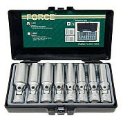 Набор глубоких головок Force 4084 6-гр. с карданом (13-24 мм) 8 пр. 1/2''
