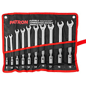 Набор ключей рожково-торцевых шарнирных 10 пр. 8-19 мм PATRON P-5010F