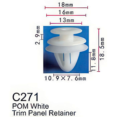 Клипса для крепления внутренней обшивки а/м Тойота пластиковая, 100 шт Forsage C0271(Toyota)