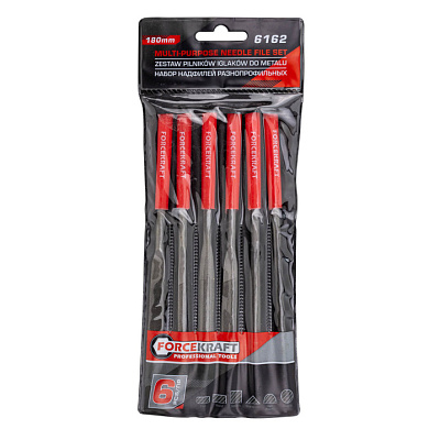Набор надфилей разнопрофильных 180 мм, 6 пр. ForceKraft FK-6162