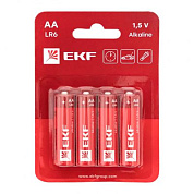 Алкалиновая батарейка типа АА(LR6) блистер 4шт, EKF LR6-BL4