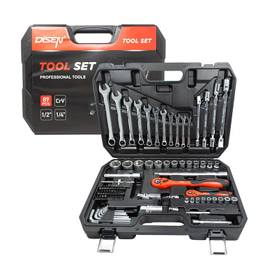 Набор инструментов 89 пр. 1/4''&1/2'' 6-гр. DISEN DS-1089