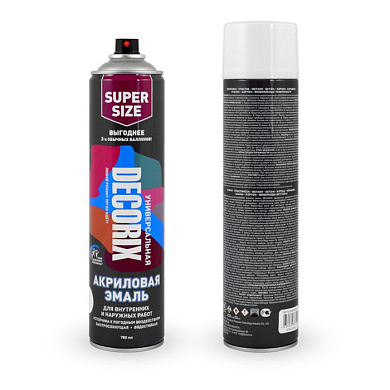 Краска аэрозольная эмаль универсальная 780 мл, белый глянцевый DECORIX 0118-21 DX