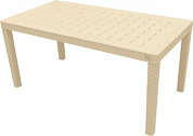 Стол пластиковый большой Rattan 1532×789×701мм, сливочный Пластик Репаблик ING6184СЛВ