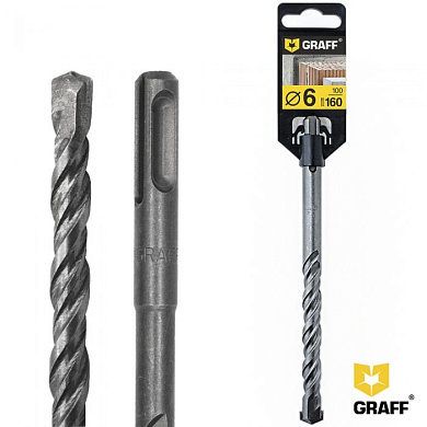 Бур (сверло) по бетону 6x100x160 мм SDS-plus GRAFF 6206160