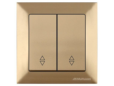 Выключатель проходной 2-клав., скрытый, пруж. зажим, золото, DARIA, 10 A, 250 V, IP 20, Mutlusan 21204040180