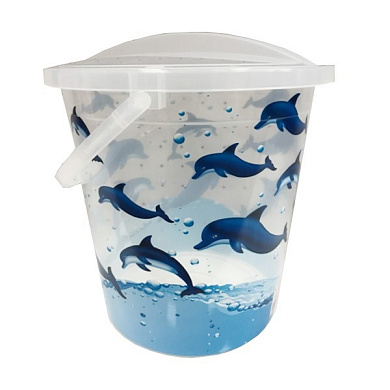 Ведро пастиковое с крышкой "Декор" "ы", РУССПЛАСТ РП-1014 Дельфин