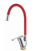 Смеситель для кухни с гибким изливом, цинк, хром + красный Ledeme L4132-1