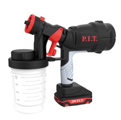 Краскораспылитель аккумуляторный, 20В, SOLO, 700мл/мин, емкость 900мл, давление 0,1-0,2 бар PIT PSG20H-900A (без ЗУ и АКБ)