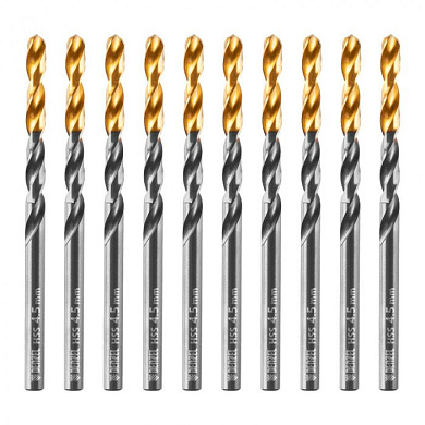 Сверло по металлу, 4,5 мм, HSS-Tin, Golden Tip, 10 шт. Denzel 717211