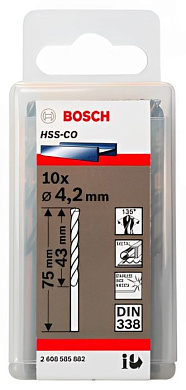 Набор сверл Bosch HSS-CO 75мм 10шт (2.608.585.882 / 2608585882)