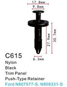 Клипса для крепления внутренней обшивки а/м Форд пластиковая 100 шт Forsage F-C615(Ford)