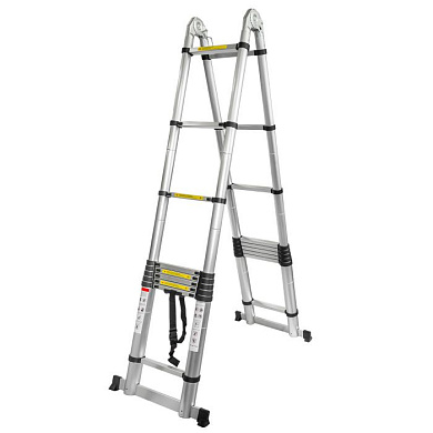 Лестница-стремянка телескопическая алюм. бытовая 3.6+3.6 м, 9+9 ступ. Forsage F-UP360-M