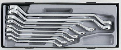 Набор накидных ключей Force T5085 (8х9-22х24 мм) отогнутых на 45гр. 12гр 8пр.