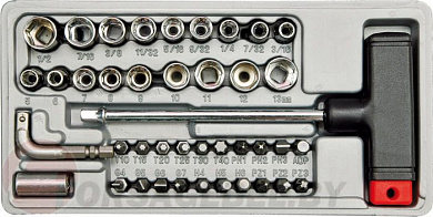 Отвёртка Т-образная + биты 41пр. CrV Vorel 65150