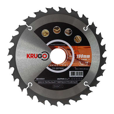 Диск пильный 190x30 мм, 24Т Krugo WA190024