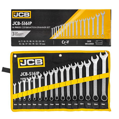 Набор комбинированных ключей 16 пр., 6-19, 22, 24 мм JCB JCB-5161P