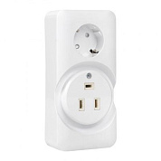 Розетка двойная (РШ/евро) 32А/16A 250В 2P+PE бел, EKF AS-250-32/16-O