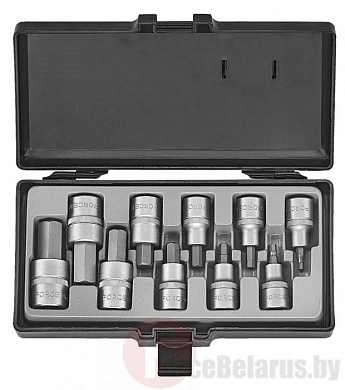 Набор дюймовых головок-бит HEX 5/32''-3/4'', 10 пр. 1/2'' Force 4111S