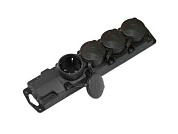 Розетка 4-ая переносная (с/з, 16А, 250В, брызг. защ.) черная, Bylectrica Р16-467