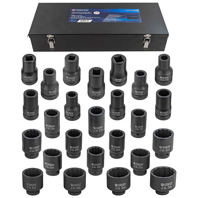 Набор головок ударных глубоких 1" 25 пр., 17-22 мм - 4-гр., 17-75 мм - 12-гр. Forsage F-8251-9MPB