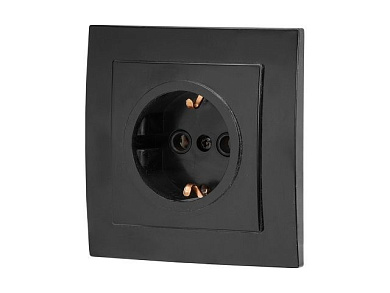 Розетка 1-ая, скрытая, с/з, черная, Стандарт, RS 16-133 Ч, Юпитер JP7423-01