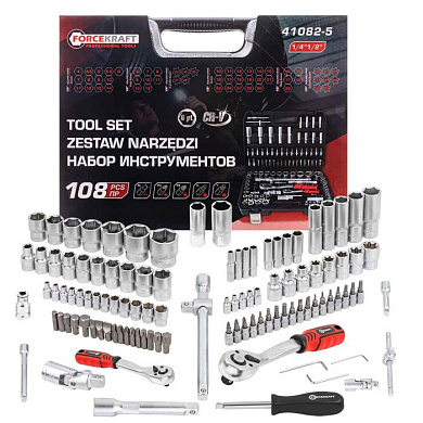 Набор инструментов 108 пр. 1/4''&1/2'' 6-гр. ForceKraft FK-41082
