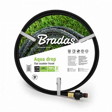 Шланг сочащийся с фитингами AQUA-DROP FLAT 1/2'' 7,5 м. Bradas WADF1/2075