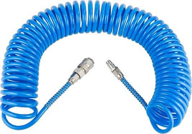 Шланг пневматический, полиуретановый, спиральный, 8х10 мм 15 м, с пневмоарматурой, WUMAX 16990815