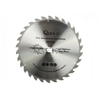 Диск пильный с напаянными зубцами из твердых сплавов 450х32х30T Geko G00166