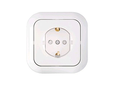 Розетка 1-ая (скрытая, с/з, со шторками) белая, Гармония, Bylectrica РС16-253