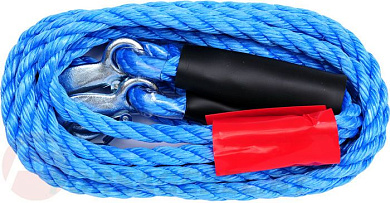 Трос буксировочный плетеный пропиленовый в комплекте с крюками 2500 кг. Vorel 82209